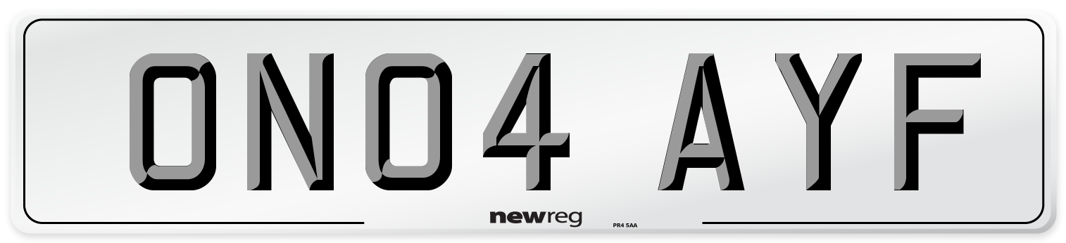 ON04 AYF Number Plate from New Reg